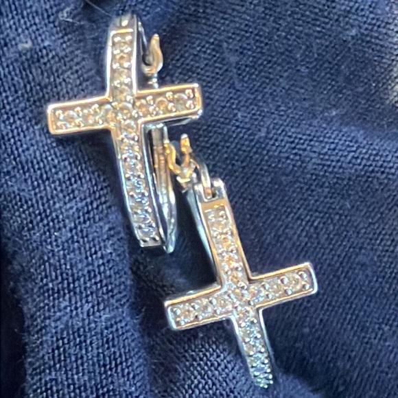 Cross Hoop Earrings - Picture 5 of 7